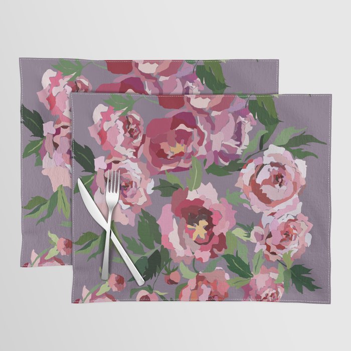 Happy peony lilac background Placemat Gallery Image 1