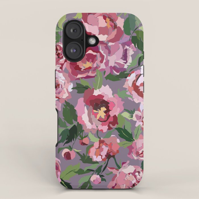 Happy peony lilac background iPhone Case Gallery Image 1