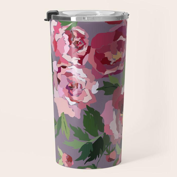 Happy peony lilac background Travel Mug Gallery Image 3