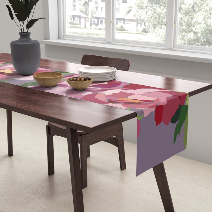 Happy peony lilac background Table Runner Gallery Image 2
