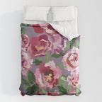 Happy peony lilac background Duvet Cover Gallery Image 6