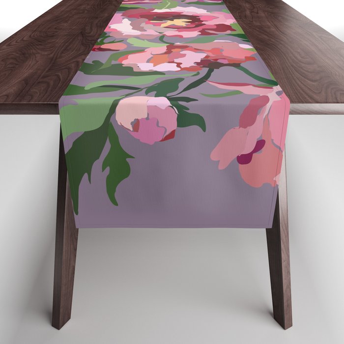 Happy peony lilac background Table Runner Gallery Image 1