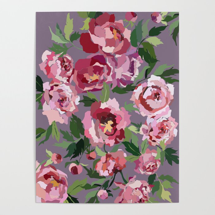 Happy peony lilac background Poster Gallery Image 4