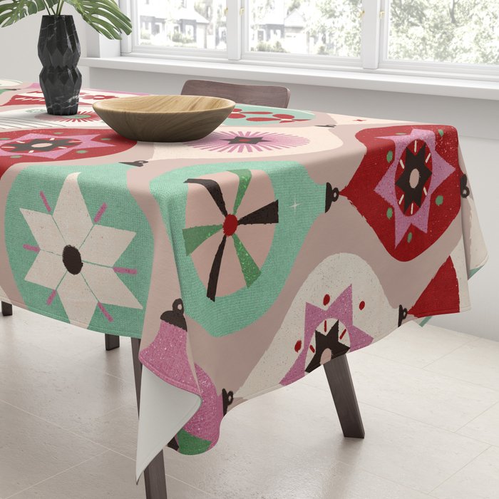Festive Baubles Pattern Tablecloth Gallery Image 3