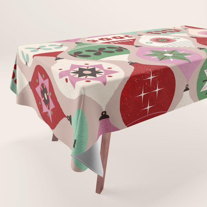 Festive Baubles Pattern Tablecloth Gallery Image 1