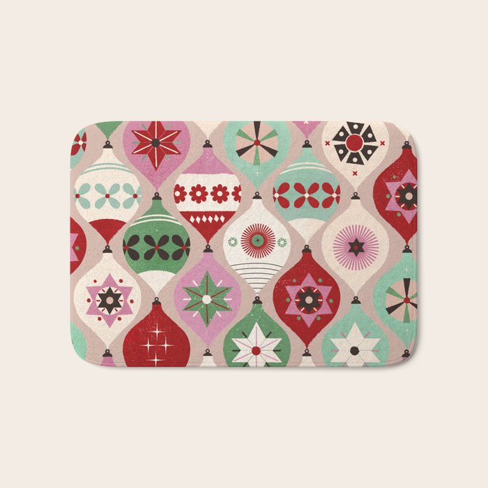 Festive Baubles Pattern Bath Mat Gallery Image 1
