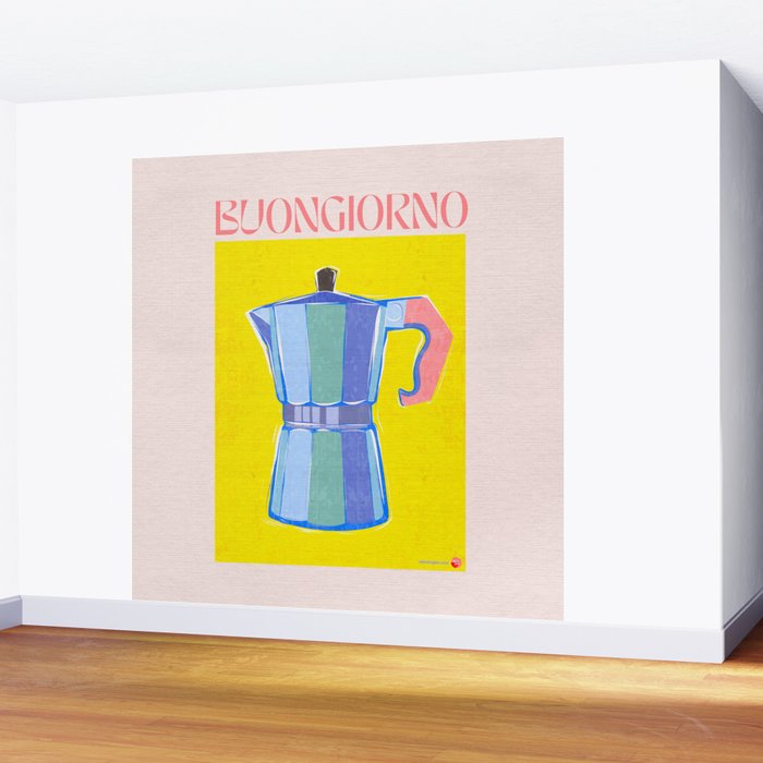 Buongiorno - Bold Retro Italian Coffee Maker Wall Mural Gallery Image 2