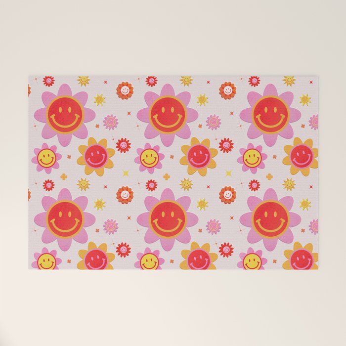 Smiling Flower Faces  Welcome Mat Gallery Image 1