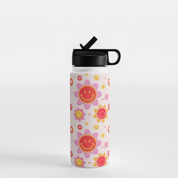 Smiling Flower Faces  Water Bottle Gallery Image 1