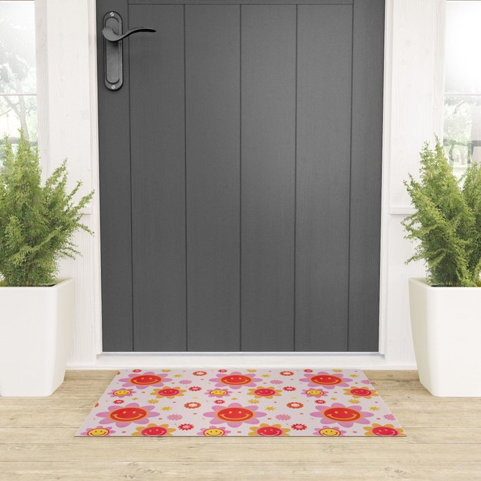Smiling Flower Faces  Welcome Mat Gallery Image 3