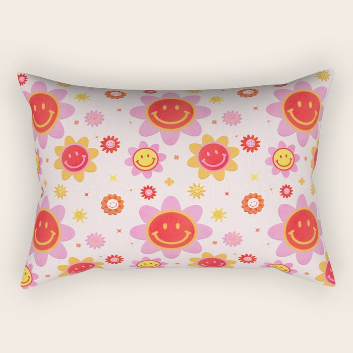 Smiling Flower Faces  Rectangular Pillow Gallery Image 1