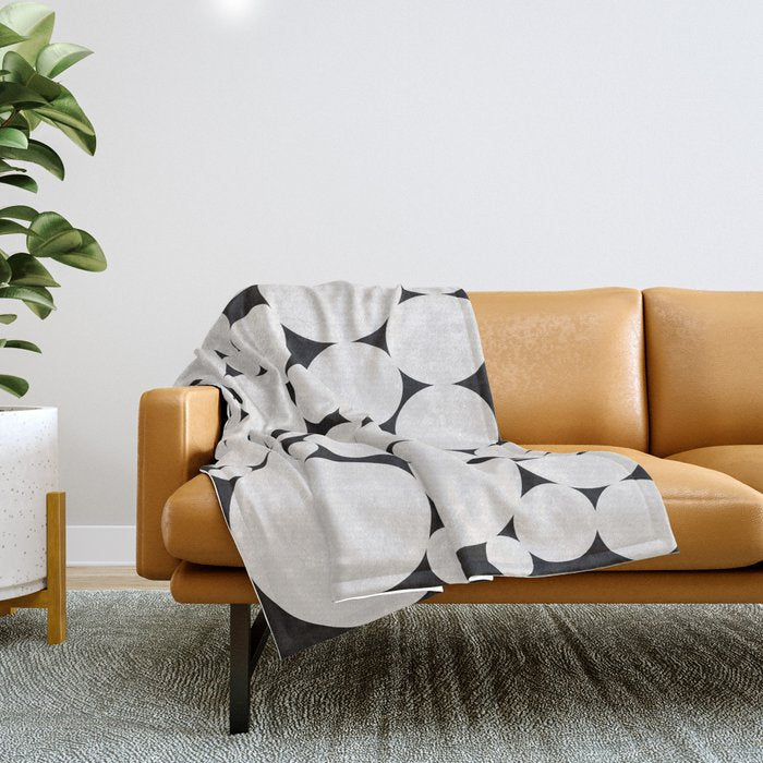 Circular Collage - Black and White Throw Blanket Gallery Image 1