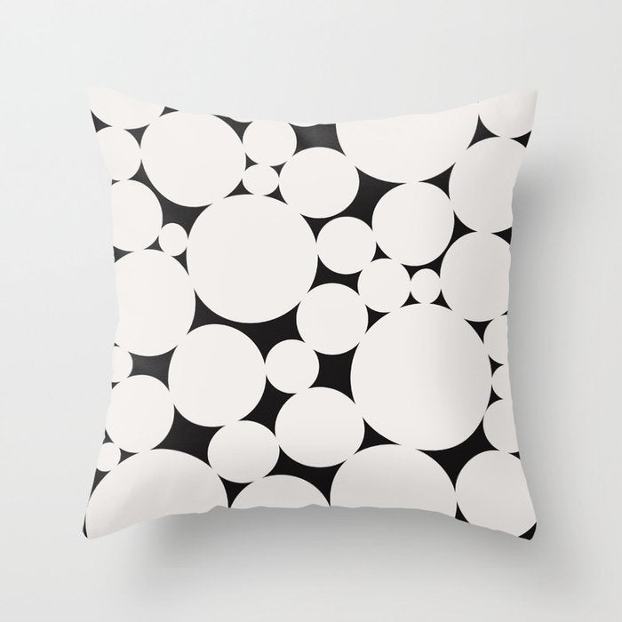 Circular Collage - Black and White Throw Pillow Gallery Image 1