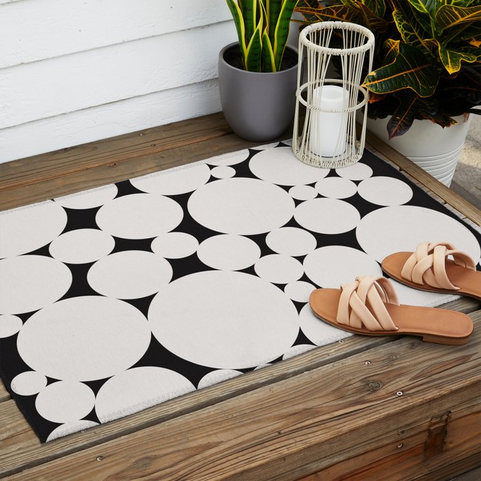 Circular Collage - Black and White Outdoor Rug Gallery Image 2