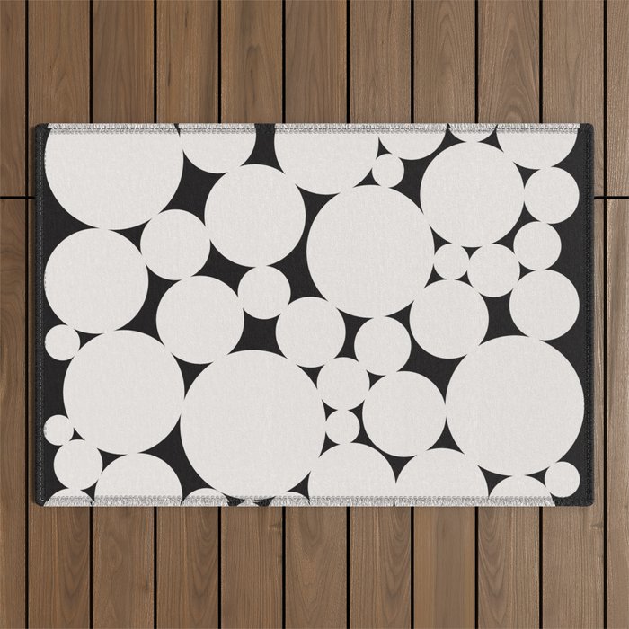 Circular Collage - Black and White Outdoor Rug Gallery Image 1