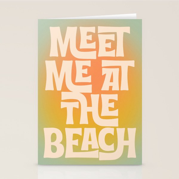 Meet Me At The Beach - Modern Typography Print Stationery Card Gallery Image 1
