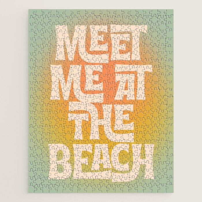 Meet Me At The Beach - Modern Typography Print Jigsaw Puzzle Gallery Image 1