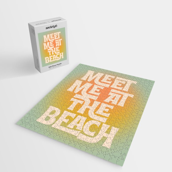 Meet Me At The Beach - Modern Typography Print Jigsaw Puzzle Gallery Image 2