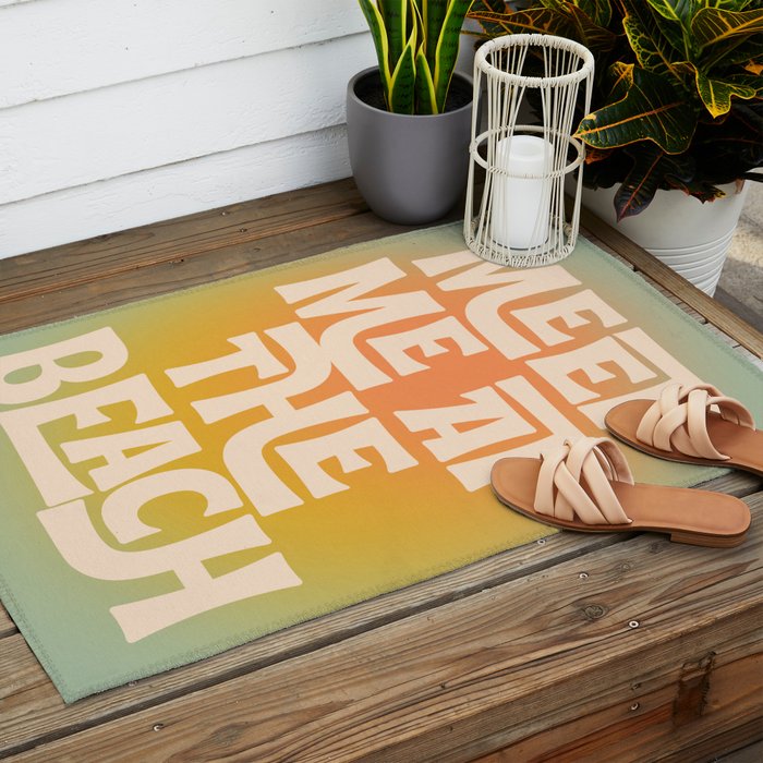 Meet Me At The Beach - Modern Typography Print Outdoor Rug Gallery Image 2
