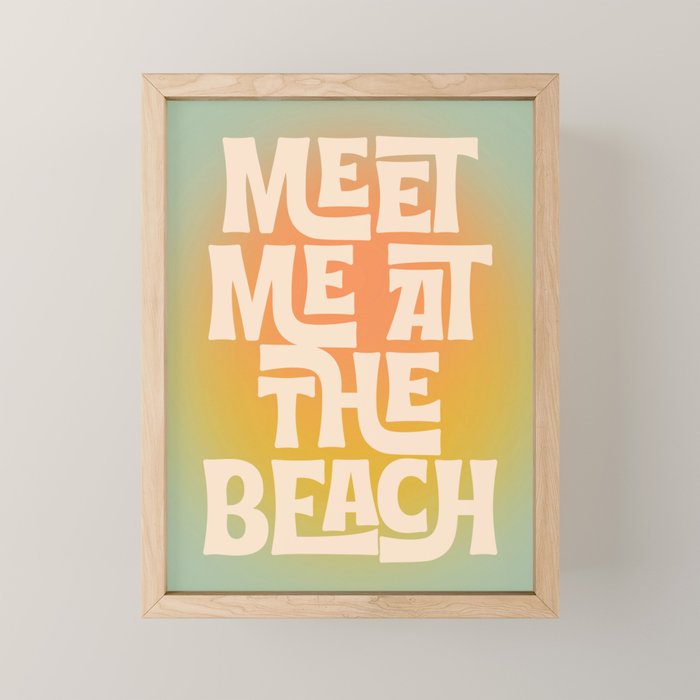 Meet Me At The Beach - Modern Typography Print Mini Art Print Gallery Image 1
