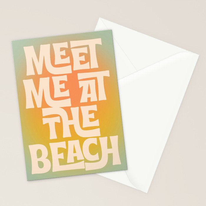 Meet Me At The Beach - Modern Typography Print Stationery Card Gallery Image 2