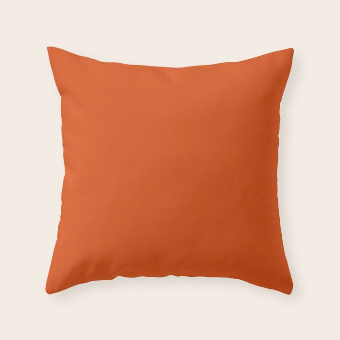 Solid Orange Sunset Color Throw Pillow Gallery Image 6