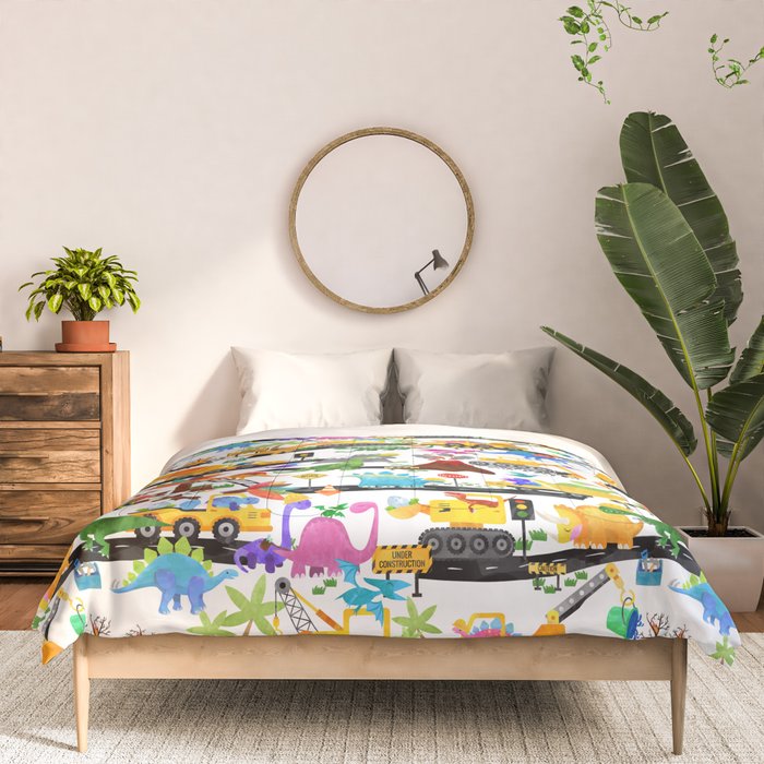 Watercolor Dinosaur Construction Crew Comforter Gallery Image 3