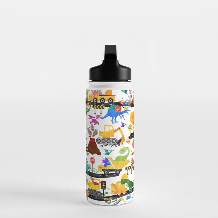 Watercolor Dinosaur Construction Crew Water Bottle Gallery Image 3