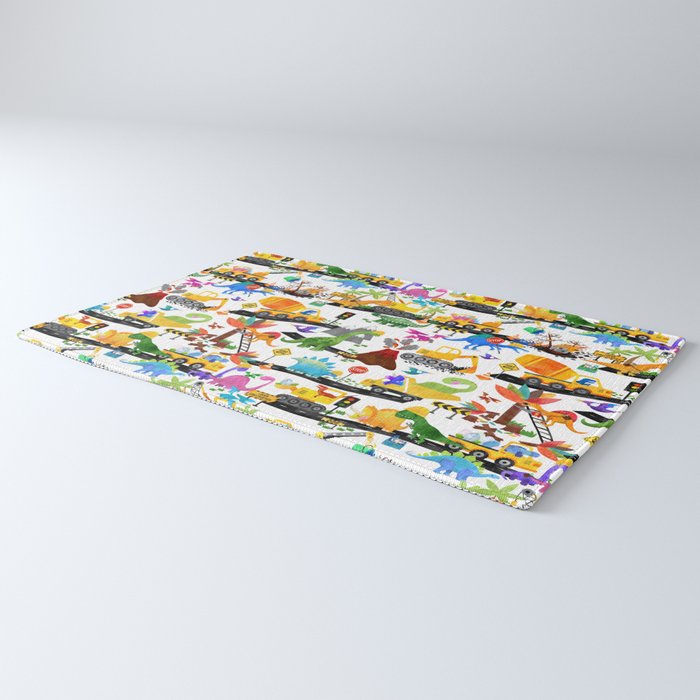 Watercolor Dinosaur Construction Crew Rug Gallery Image 3
