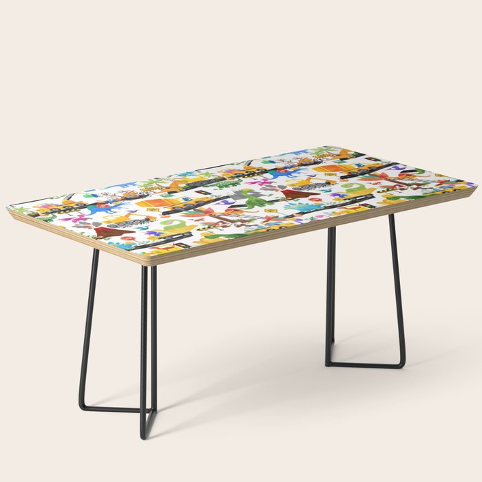 Watercolor Dinosaur Construction Crew Coffee Table Gallery Image 1