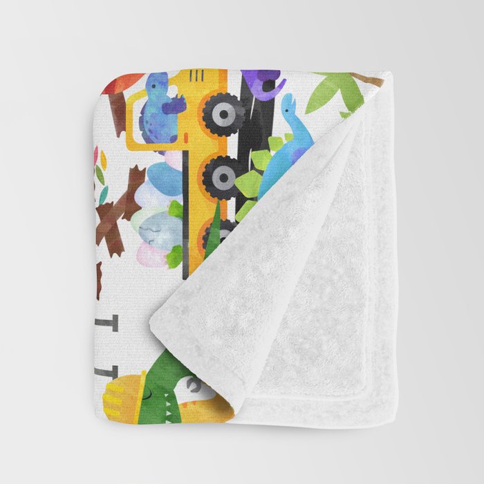 Watercolor Dinosaur Construction Crew Throw Blanket Gallery Image 3