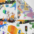 Watercolor Dinosaur Construction Crew Wall Tapestry Gallery Image 3