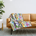 Watercolor Dinosaur Construction Crew Throw Blanket Gallery Image 1