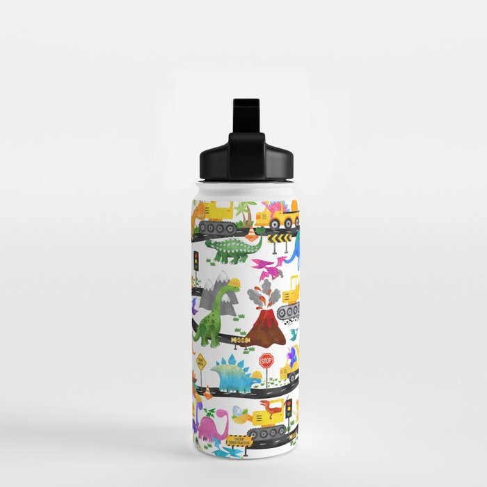 Watercolor Dinosaur Construction Crew Water Bottle Gallery Image 2