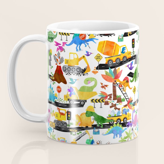 Watercolor Dinosaur Construction Crew Coffee Mug Gallery Image 3