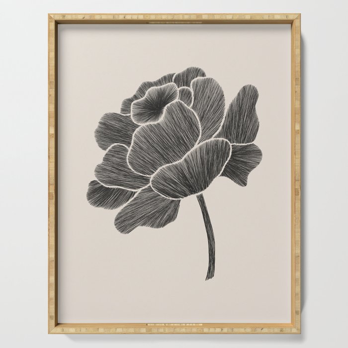 Black Peony I Serving Tray Gallery Image 1