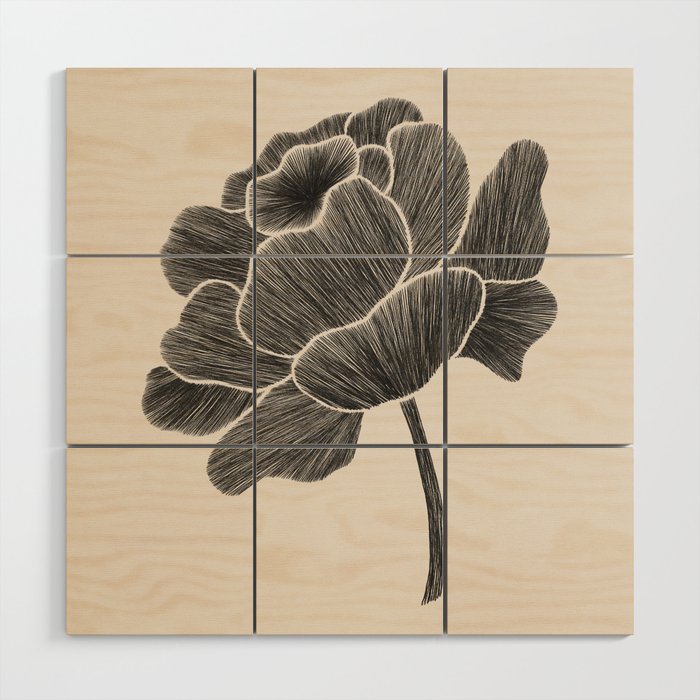 Black Peony I Wood Wall Art Gallery Image 1