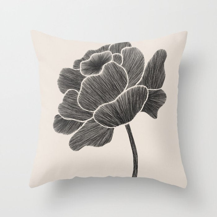 Black Peony I Throw Pillow Gallery Image 6