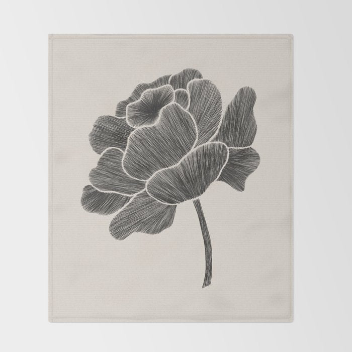 Black Peony I Throw Blanket Gallery Image 2