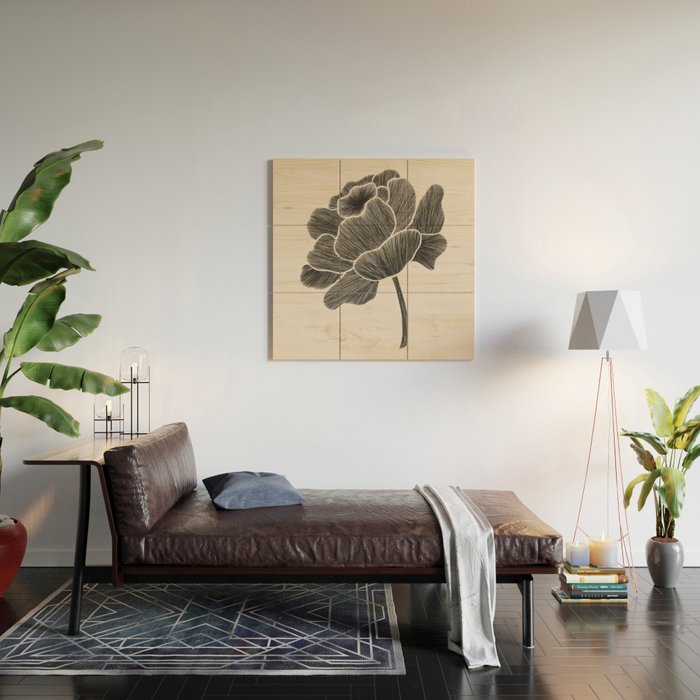 Black Peony I Wood Wall Art Gallery Image 2