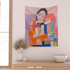 Woman Love for Books Wall Tapestry Gallery Image 2