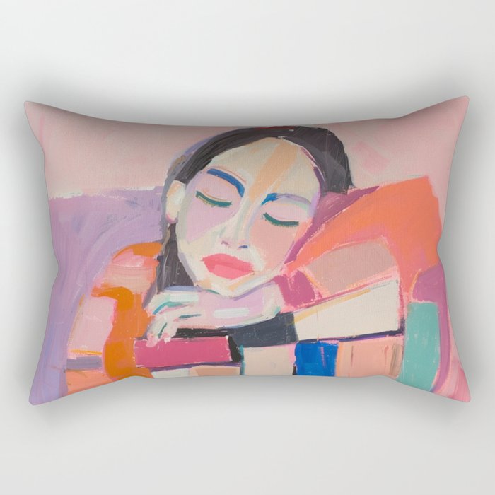 Woman Love for Books Rectangular Pillow Gallery Image 2