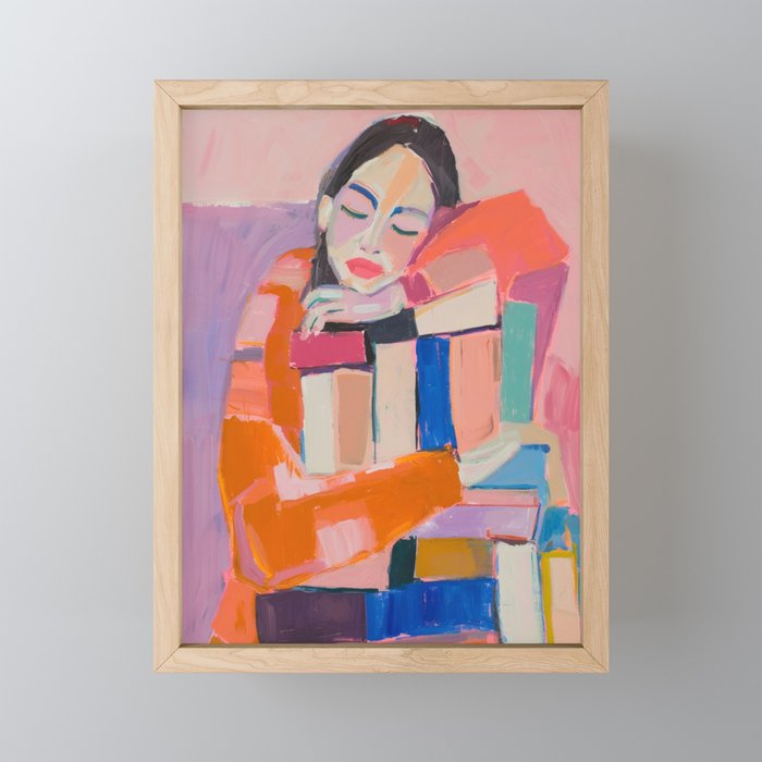 Woman Love for Books Mini Art Print Gallery Image 1