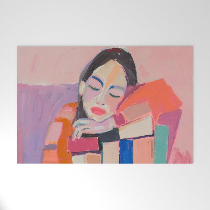 Woman Love for Books Welcome Mat Gallery Image 1