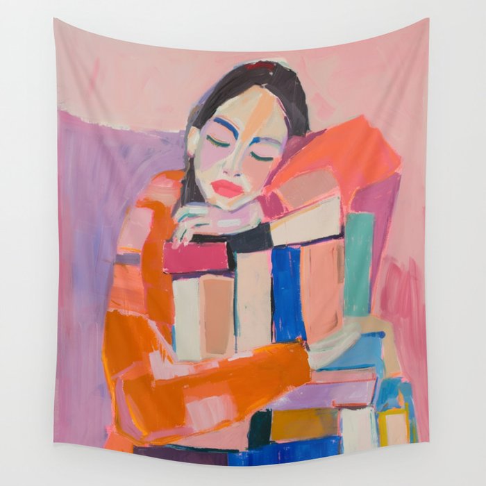 Woman Love for Books Wall Tapestry Gallery Image 4