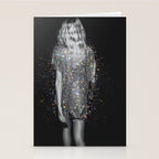 MAGIC GIRL - glitter artwork by Yana Potter, black and white photo, night vibes, sparkling and shiny Stationery Card Gallery Image 2