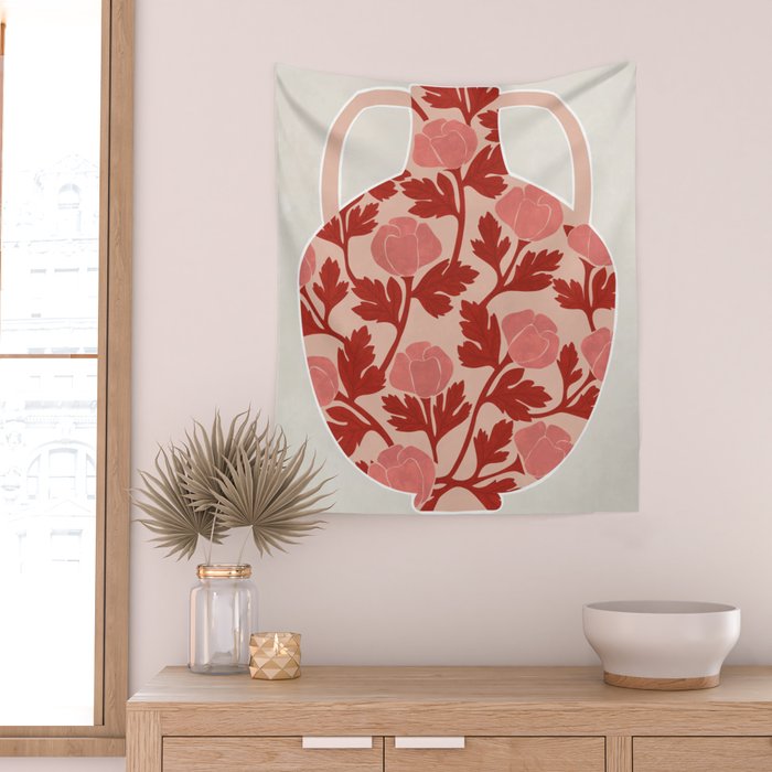 Vase and roses Wall Tapestry Gallery Image 2