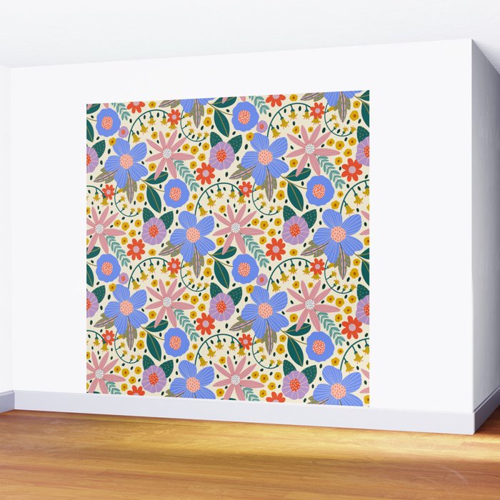 Pure Joy - colorful Floral  Wall Mural Gallery Image 2
