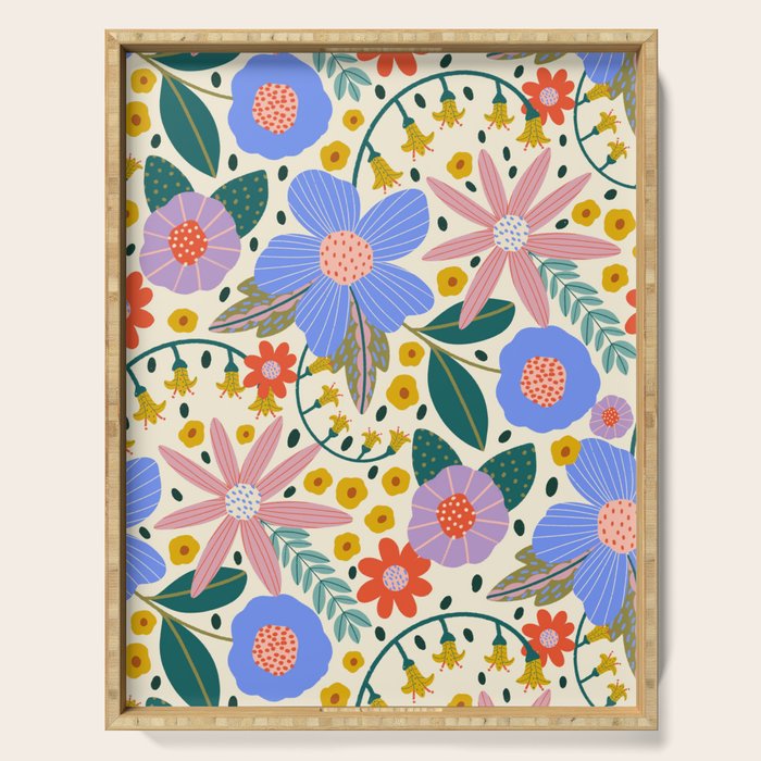 Pure Joy - colorful Floral  Serving Tray Gallery Image 1