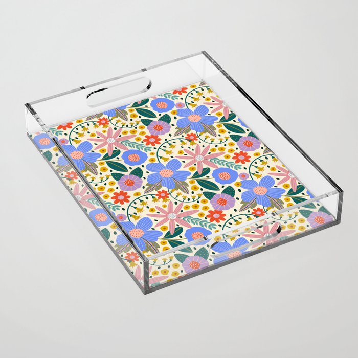 Pure Joy - colorful Floral  Acrylic Tray Gallery Image 1